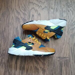Rare Nike Huarache Tan Lime Aqua Shoes Youth Size 6.5